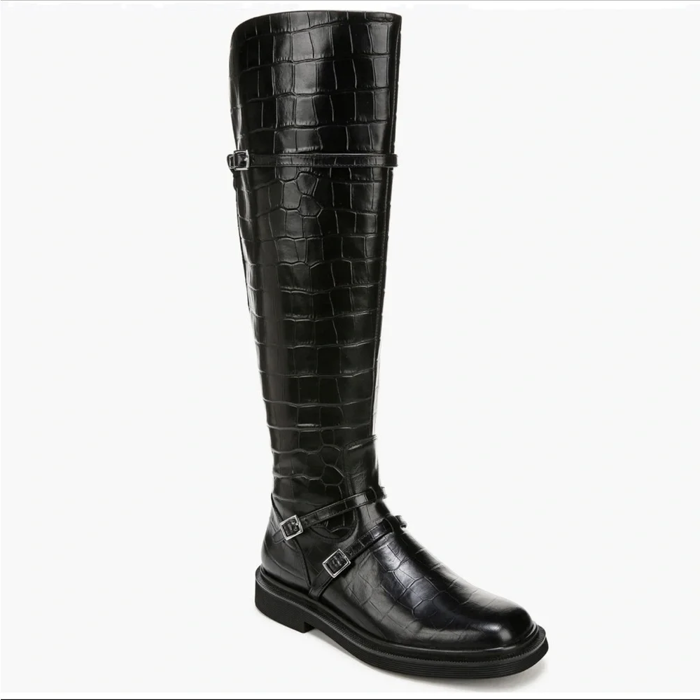 Franco Sarto Black Ainsley Inspired‎ Equestrian Charm Knee High Boots NWOT 9.5